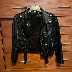 Brand: Idle Minds, Style: Black leather jacket cropped, Size: 2